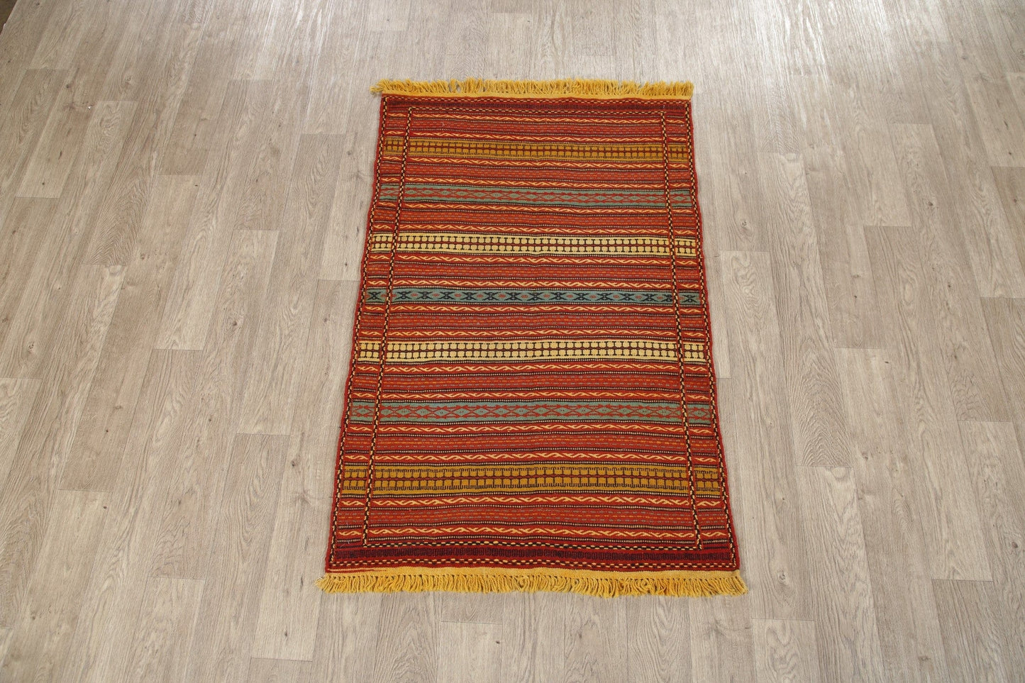 Flat-Woven Striped Kilim Turkish Area Rug 3x5