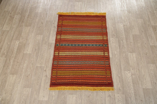 Flat-Woven Striped Kilim Turkish Area Rug 3x5