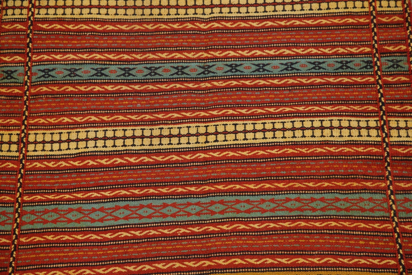 Flat-Woven Striped Kilim Turkish Area Rug 3x5