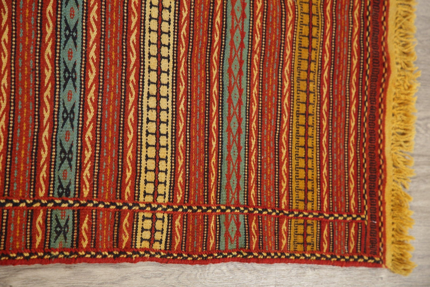 Flat-Woven Striped Kilim Turkish Area Rug 3x5