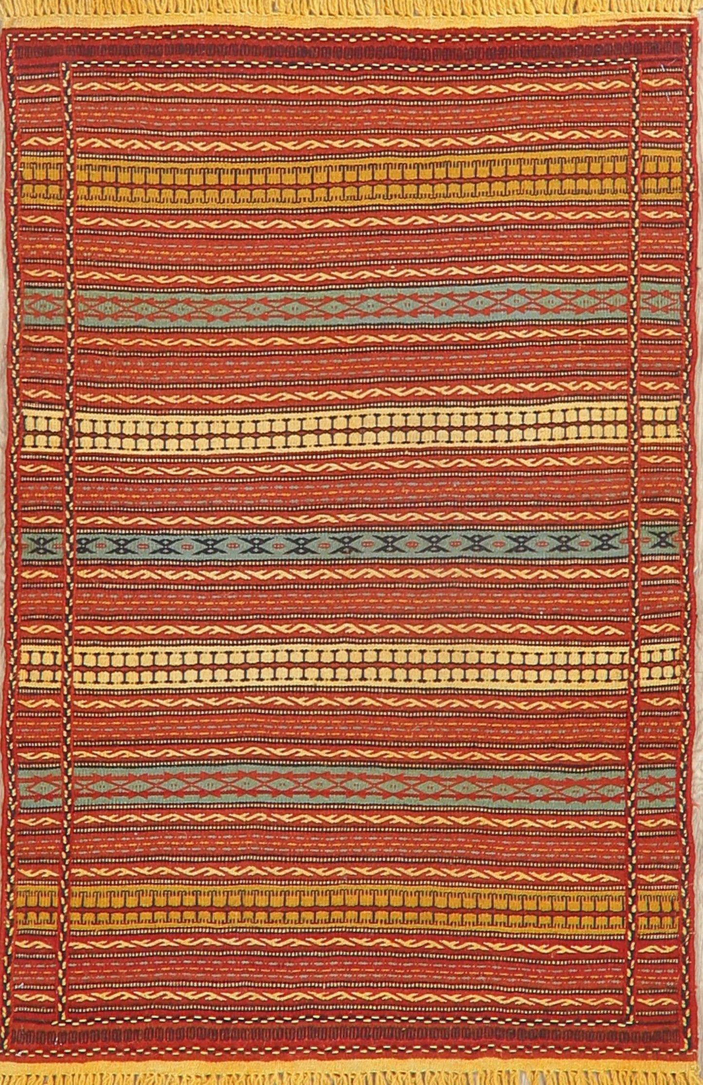 Flat-Woven Striped Kilim Turkish Area Rug 3x5