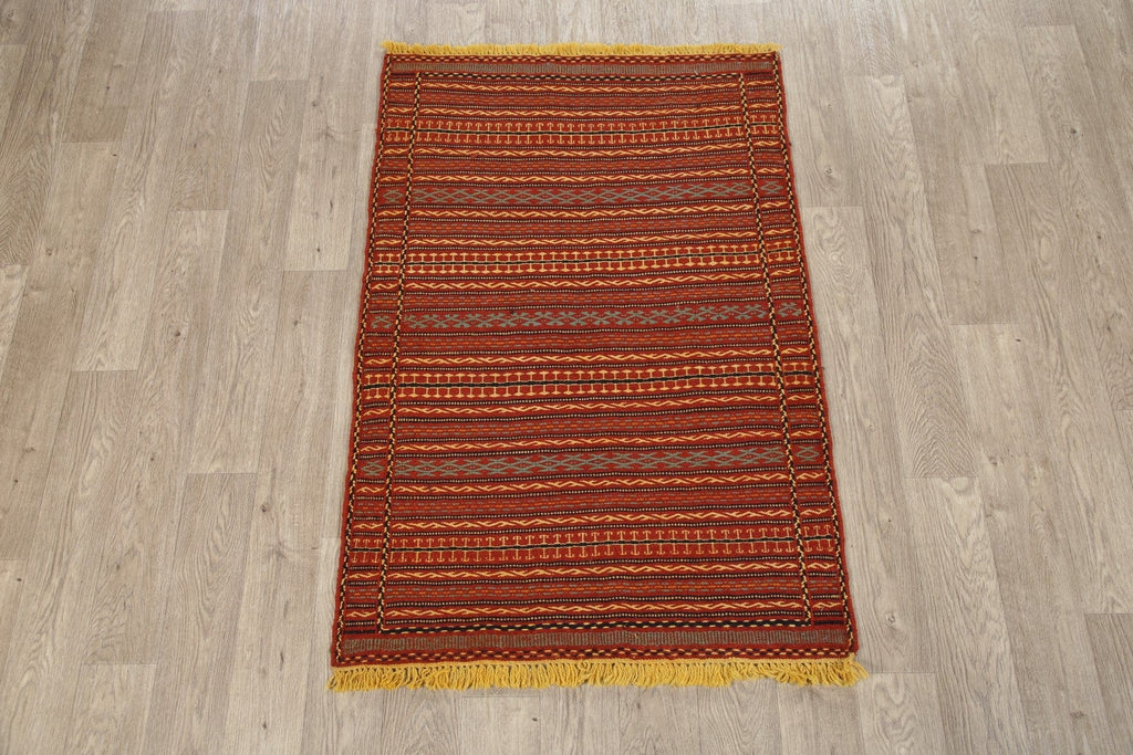 Flat-Woven Striped Kilim Turkish Area Rug 3x5