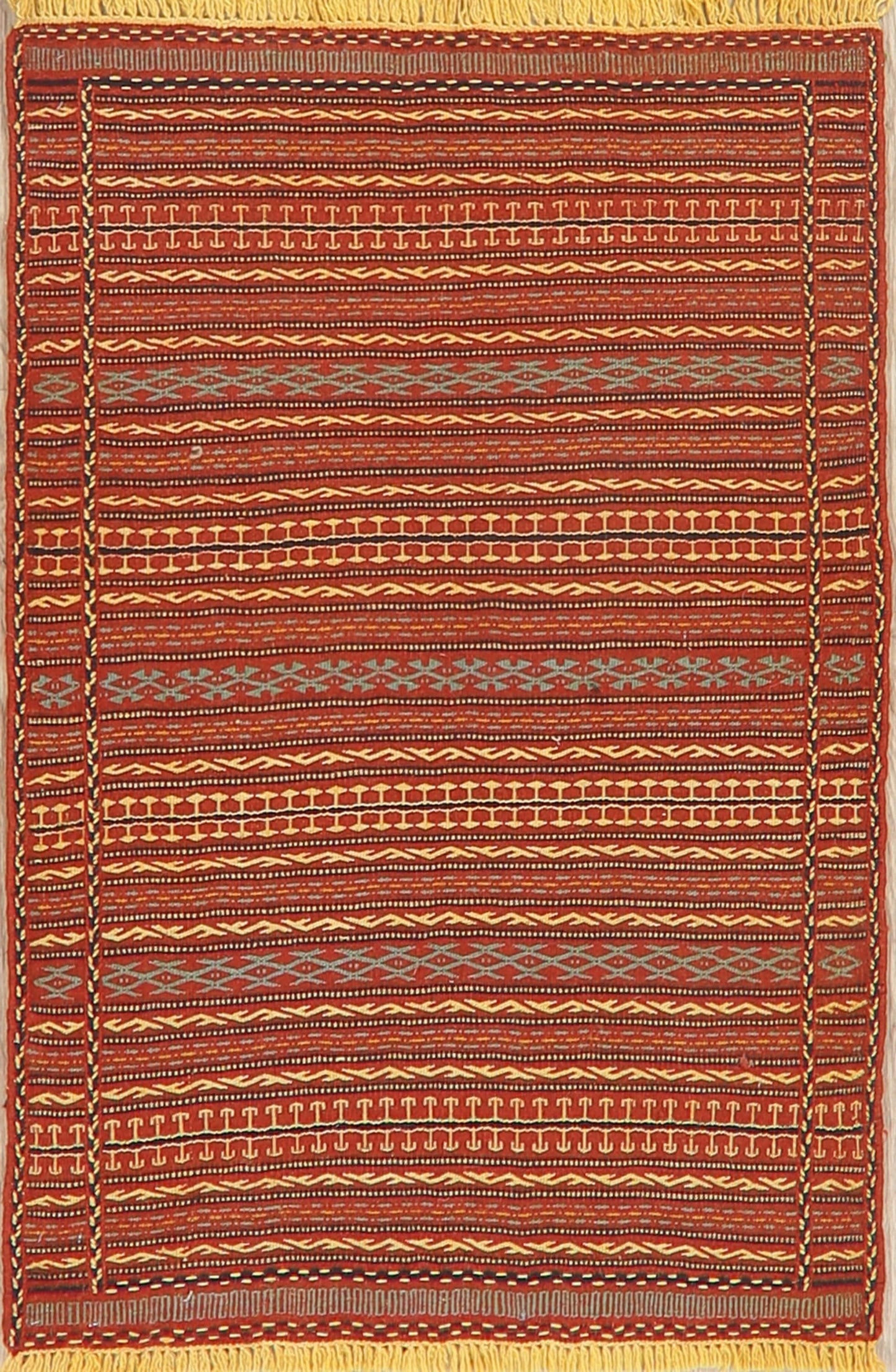 Flat-Woven Striped Kilim Turkish Area Rug 3x5