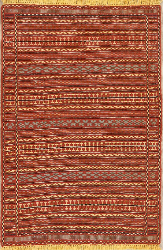 Flat-Woven Striped Kilim Turkish Area Rug 3x5