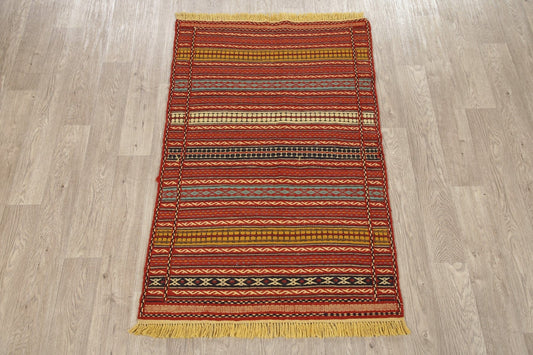 Flat-Woven Striped Kilim Turkish Area Rug 3x5