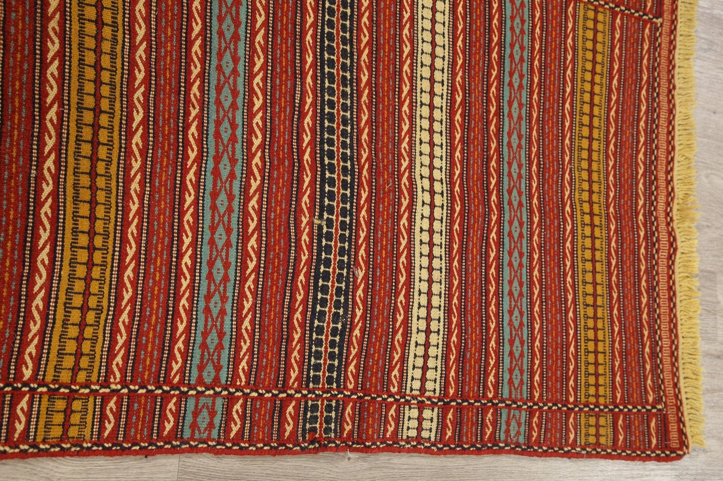 Flat-Woven Striped Kilim Turkish Area Rug 3x5