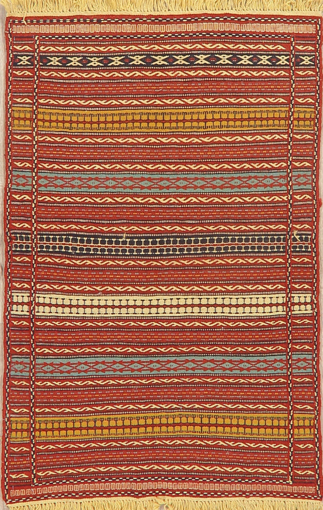 Flat-Woven Striped Kilim Turkish Area Rug 3x5