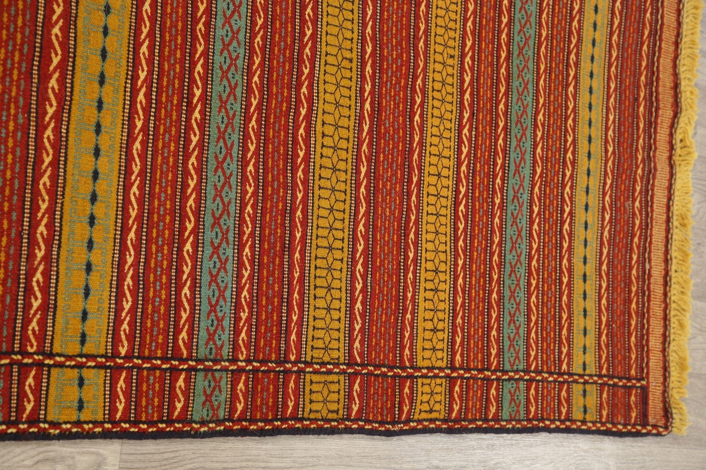 Flat-Woven Striped Kilim Turkish Area Rug 3x5