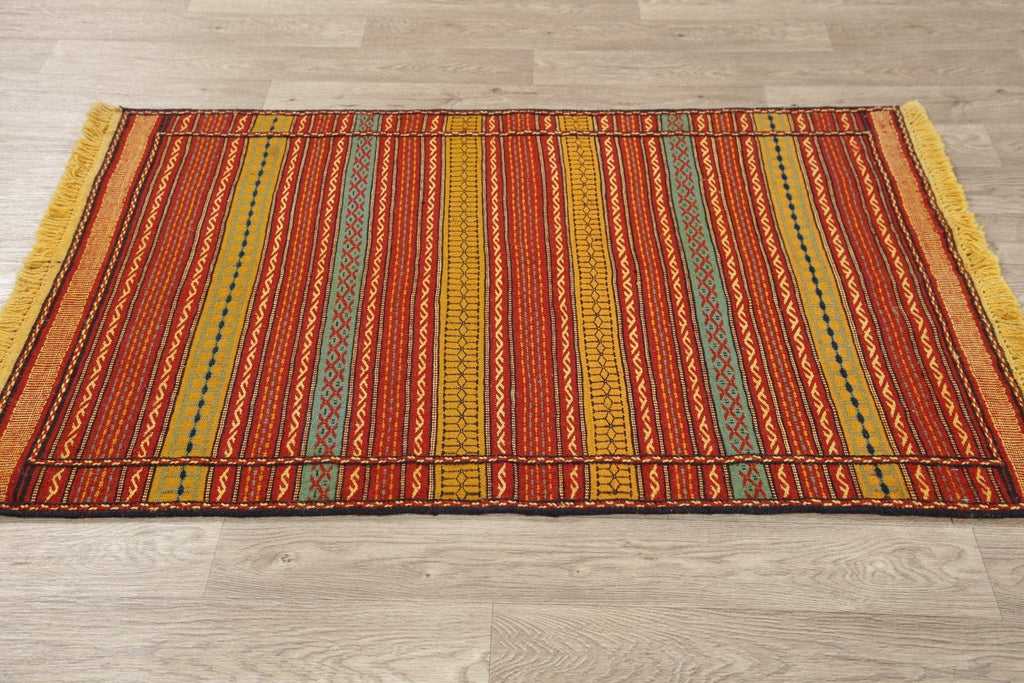 Flat-Woven Striped Kilim Turkish Area Rug 3x5