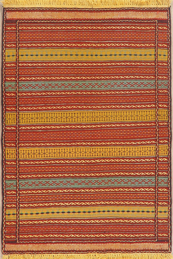 Flat-Woven Striped Kilim Turkish Area Rug 3x5