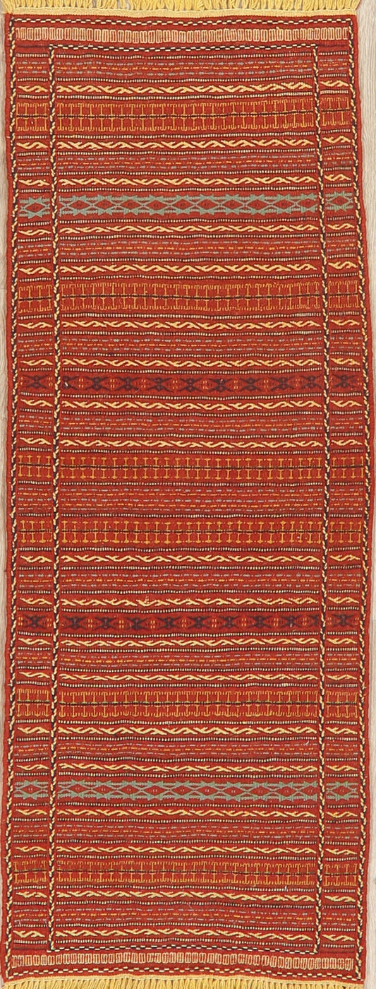 Flat-woven Turkish Kilim Runner Rug Wool 2x6