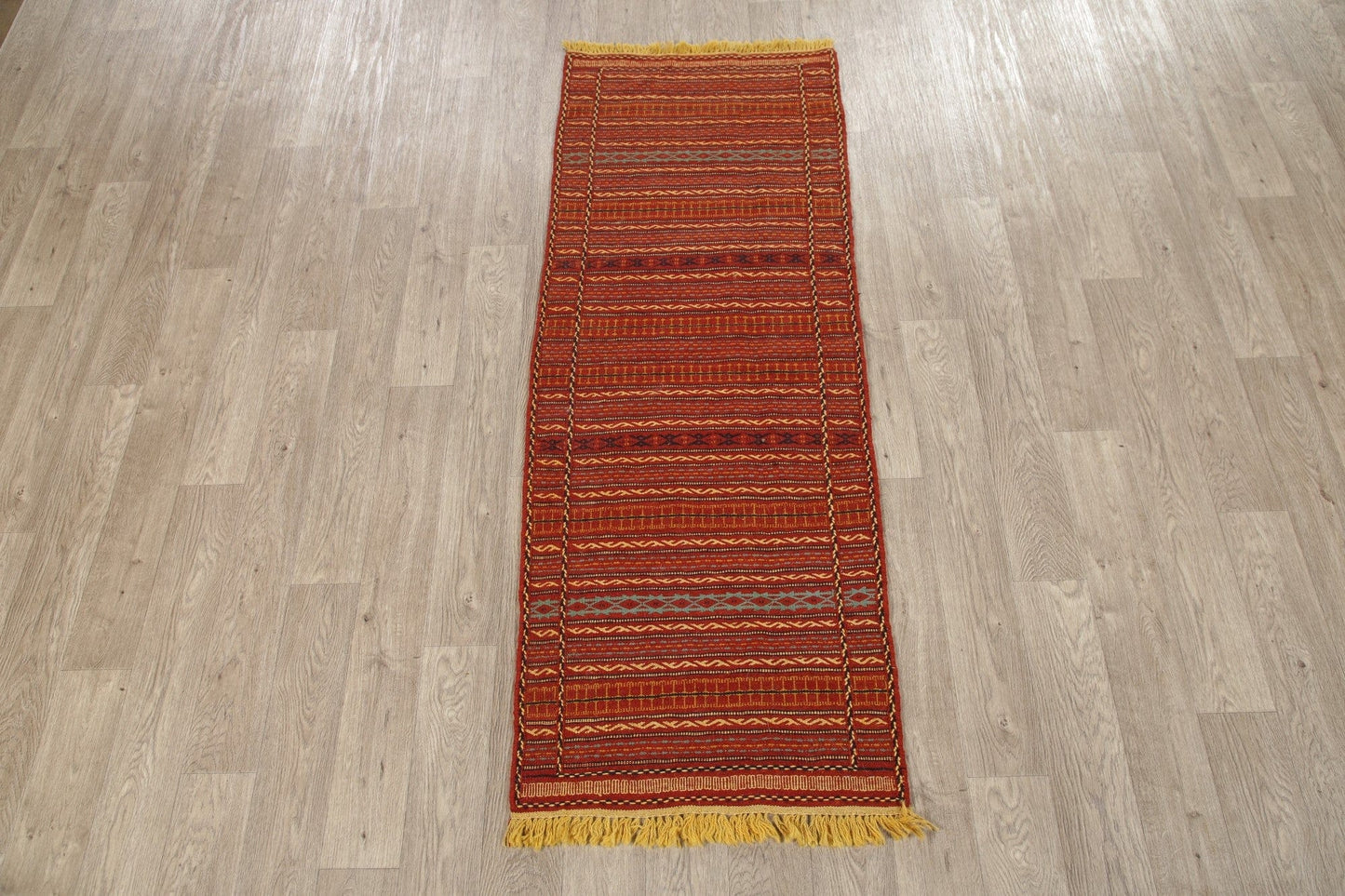 Flat-woven Turkish Kilim Runner Rug Wool 2x6