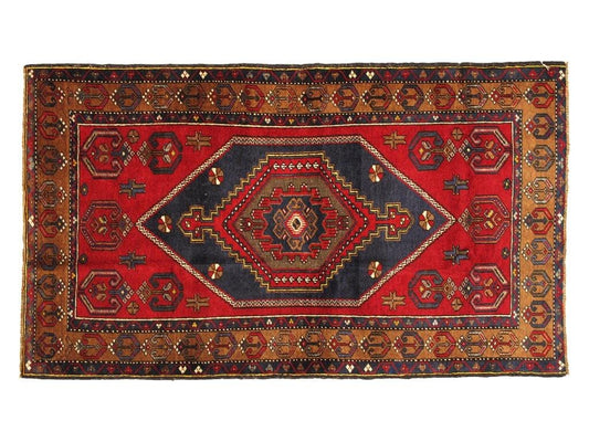 Vintage Anatolian Collection Red Lamb's Wool Area Rug- 3' 8" X 6' 3"