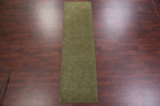 Army Green Modern Gabbeh Runner Rug 3x10