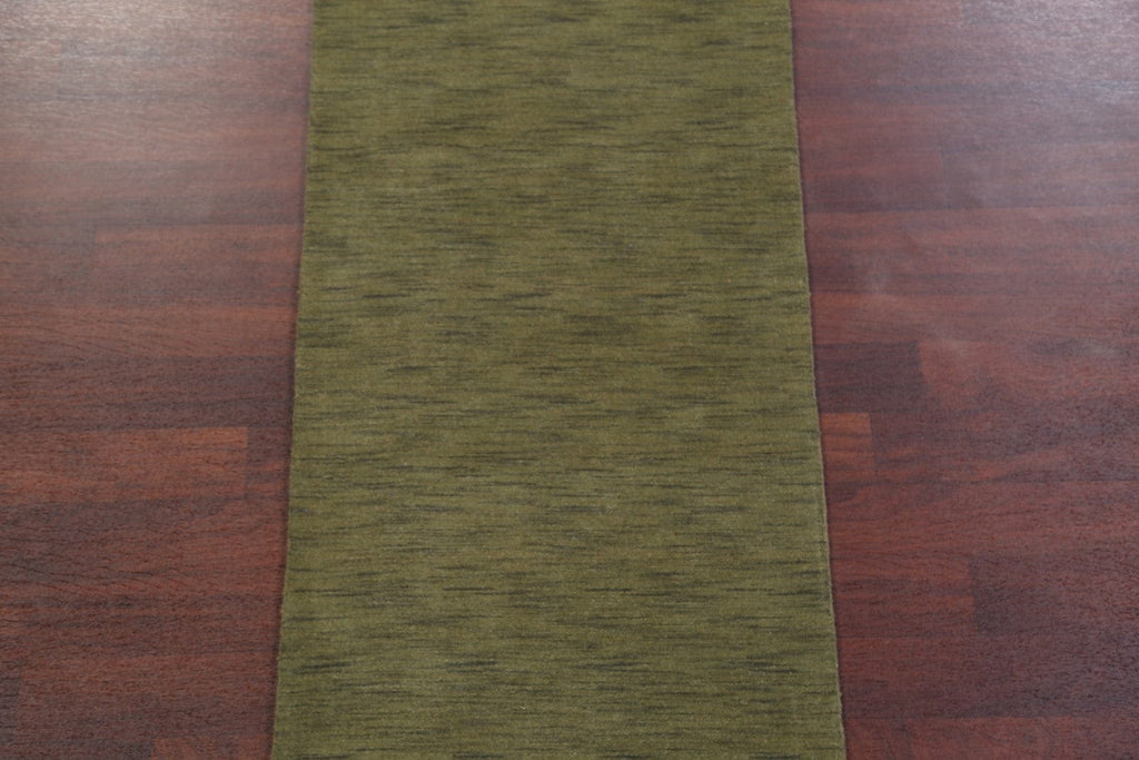 Army Green Modern Gabbeh Runner Rug 3x10