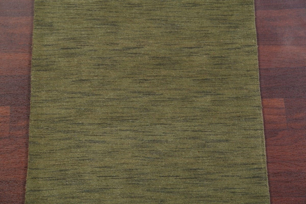 Army Green Modern Gabbeh Runner Rug 3x10