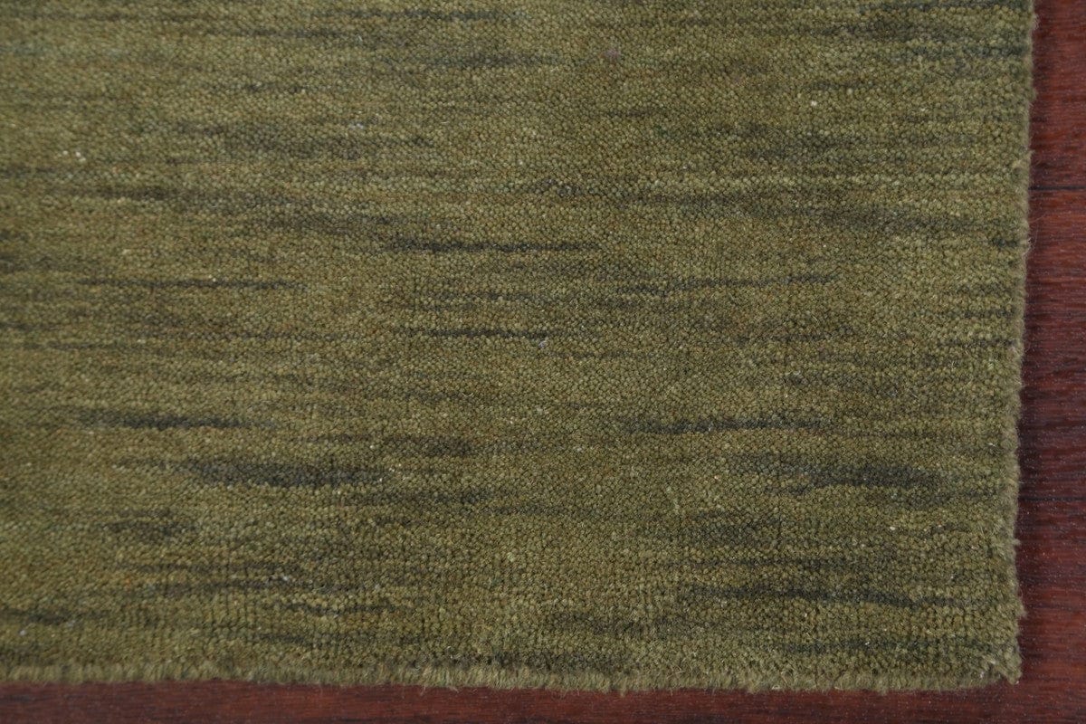 Army Green Modern Gabbeh Runner Rug 3x10