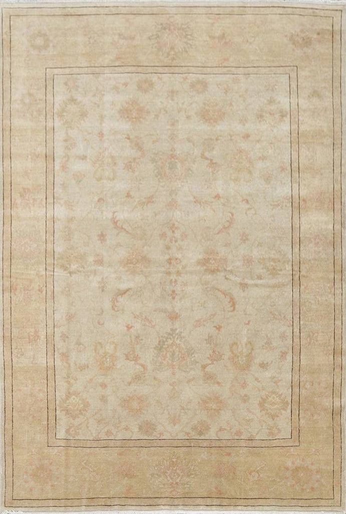 Beige Vegetable Dye Oushak Egyptian Area Rug 6x7