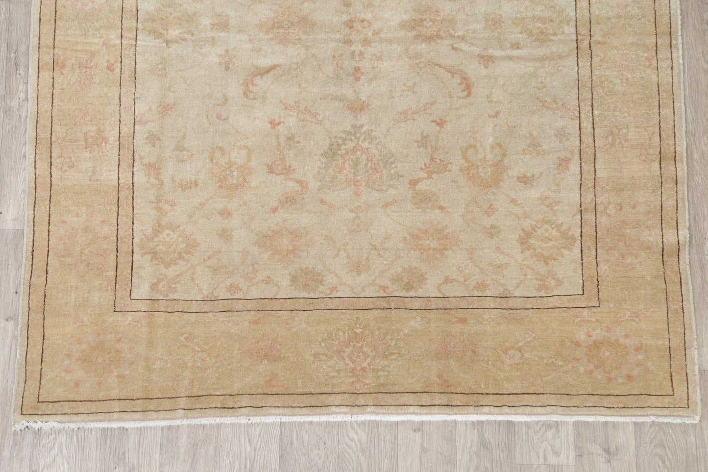 Beige Vegetable Dye Oushak Egyptian Area Rug 6x7