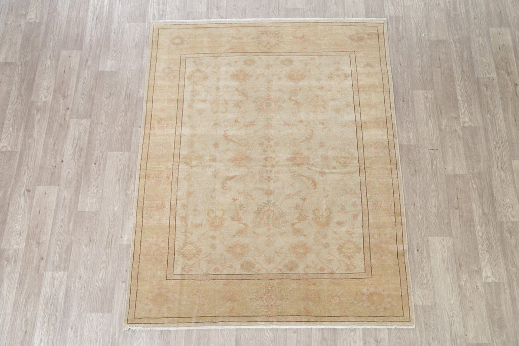 Beige Vegetable Dye Oushak Egyptian Area Rug 6x7