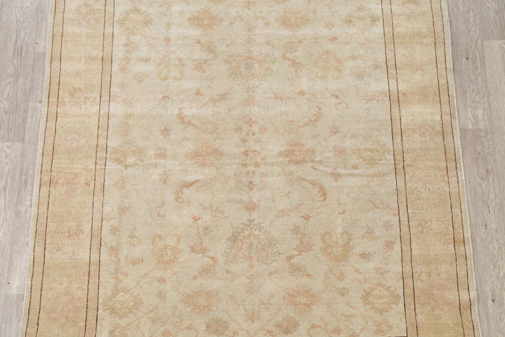 Beige Vegetable Dye Oushak Egyptian Area Rug 6x7