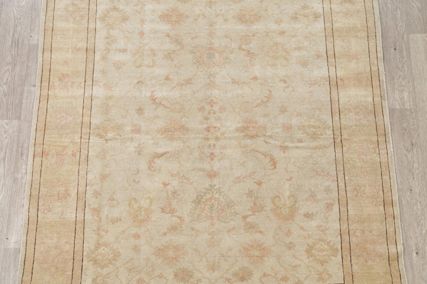 Beige Vegetable Dye Oushak Egyptian Area Rug 6x7