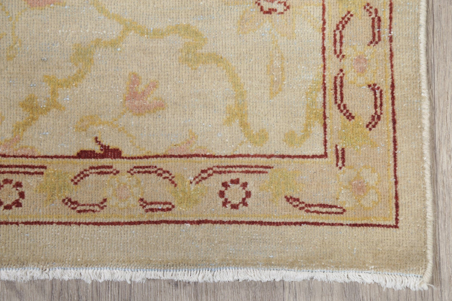 Vegetable Dye Beige Oushak Egyptian Runner Rug 3x11