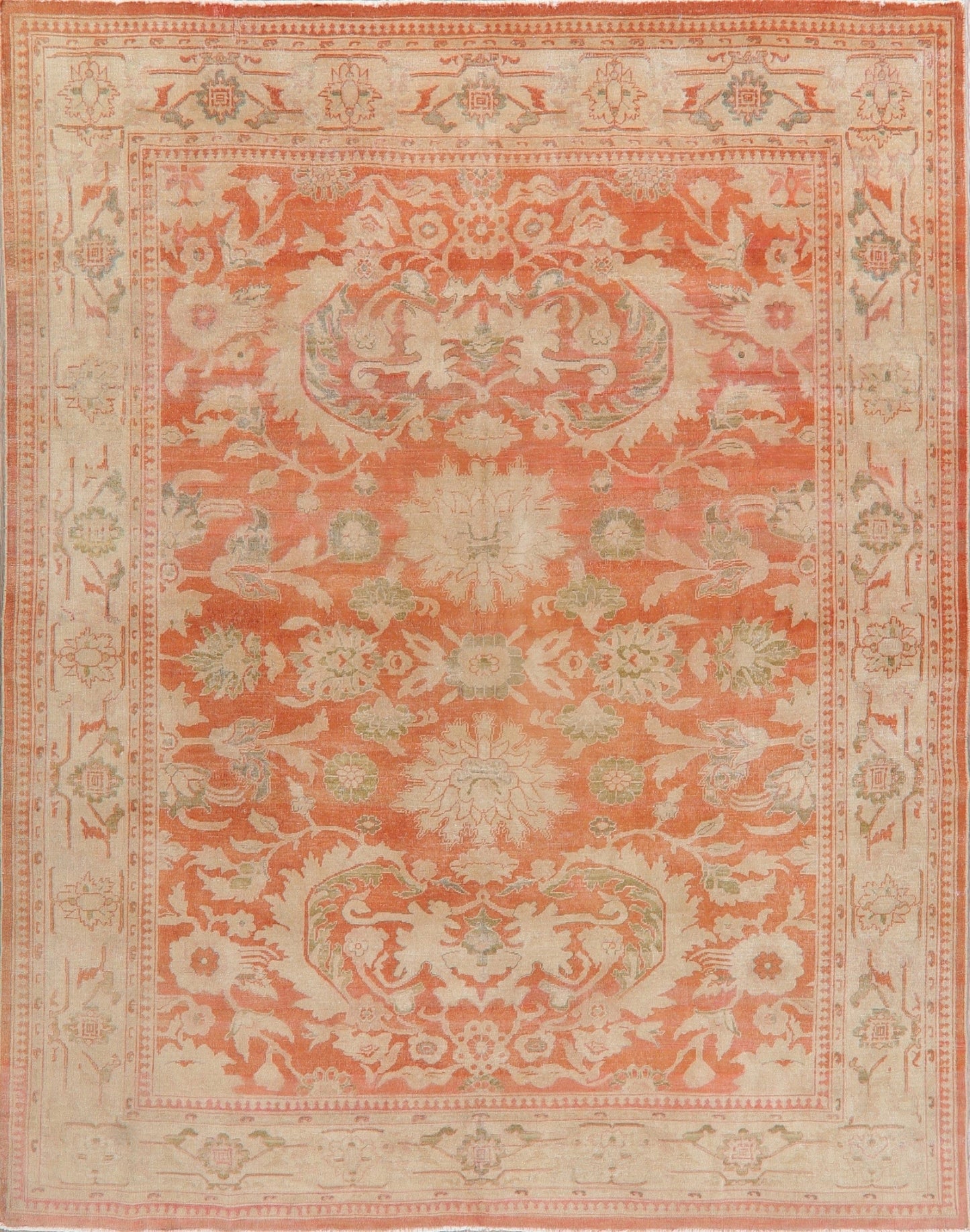 Antique Vegetable Dye Oushak Turkish Area Rug 8x10