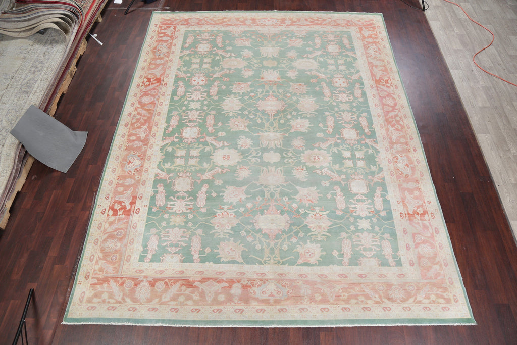 Vegetable Dye Green Oushak Egyptian Area Rug 10x13