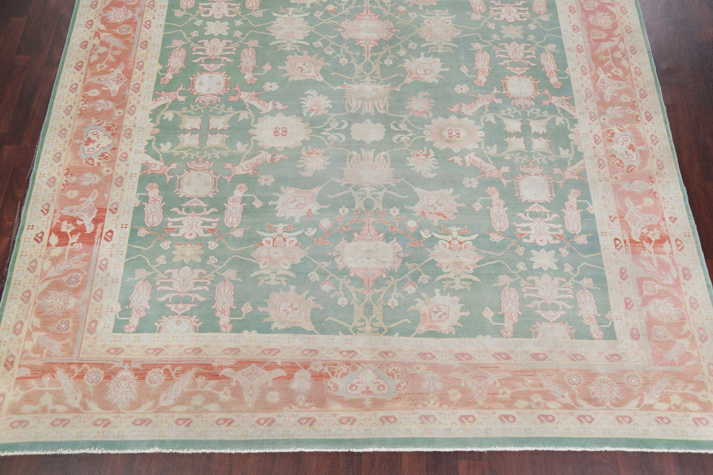 Vegetable Dye Green Oushak Egyptian Area Rug 10x13