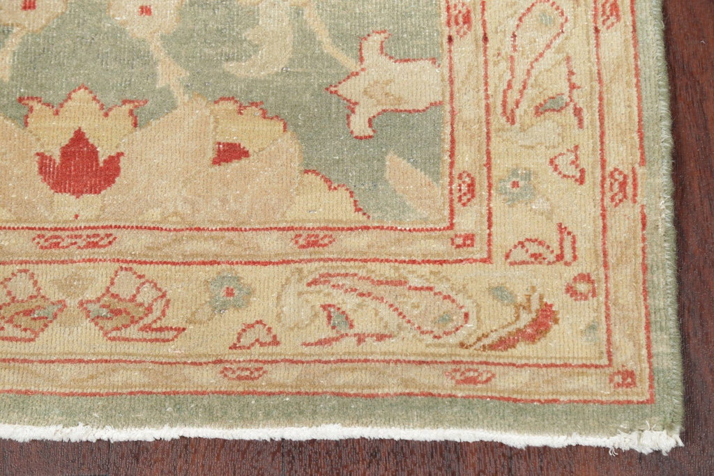 Muted Green Floral Oushak Egyptian Runner Rug 2x12