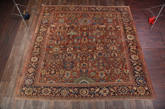 Pre-1900 Antique Sultanabad Persian Area Rug 12x12 Square