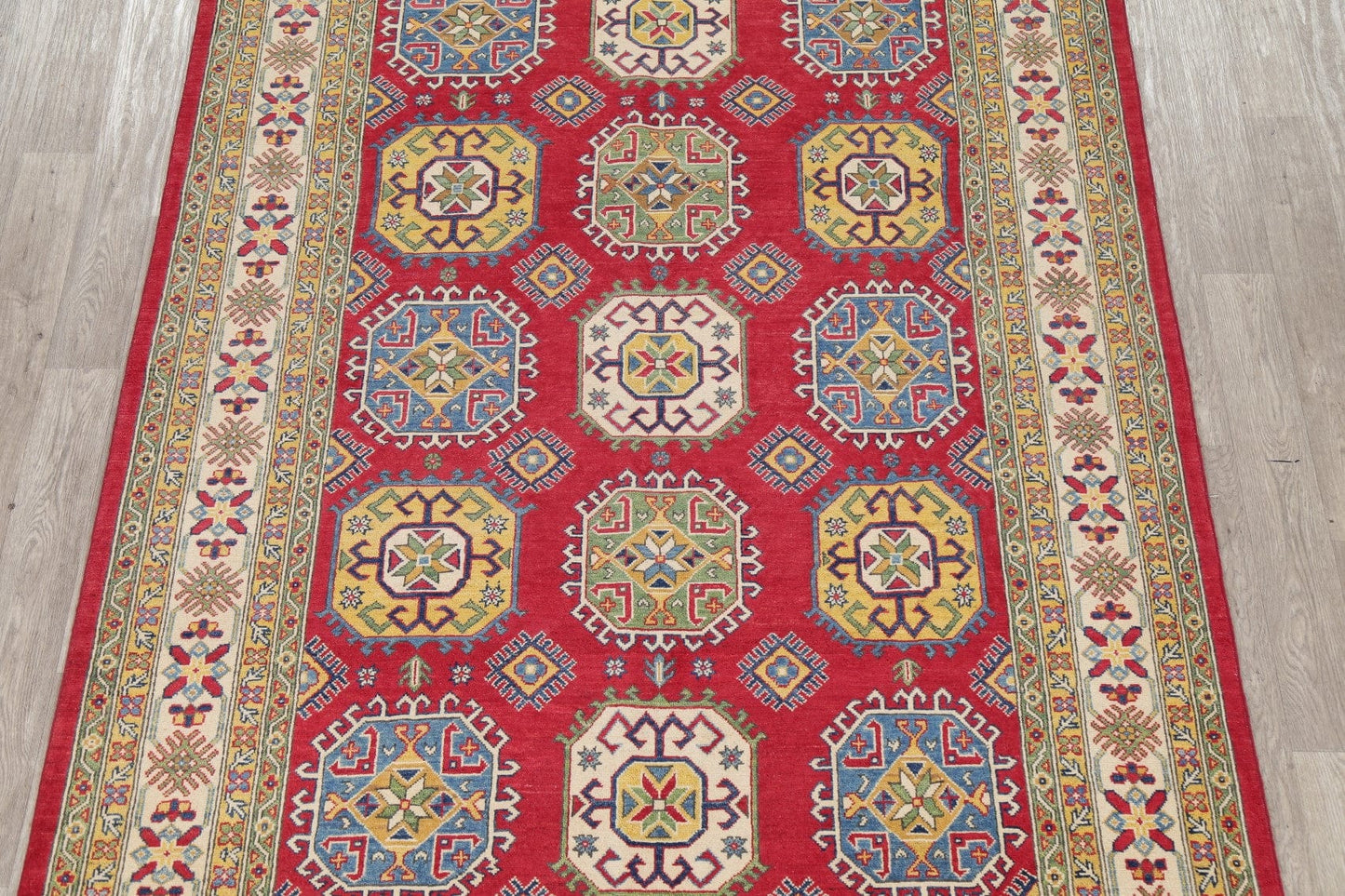 Geometric Red 7x10 Super Kazak Area Rug