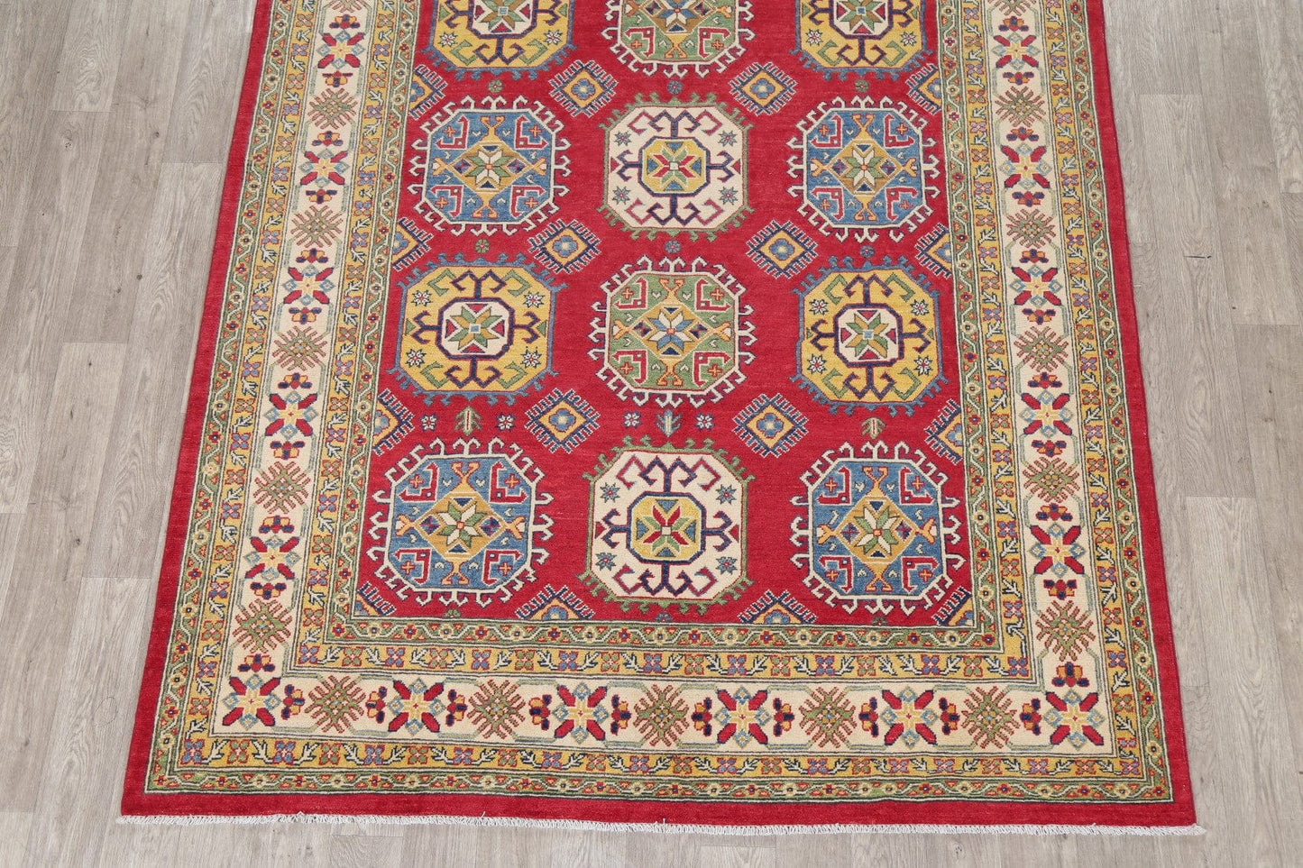 Geometric Red 7x10 Super Kazak Area Rug