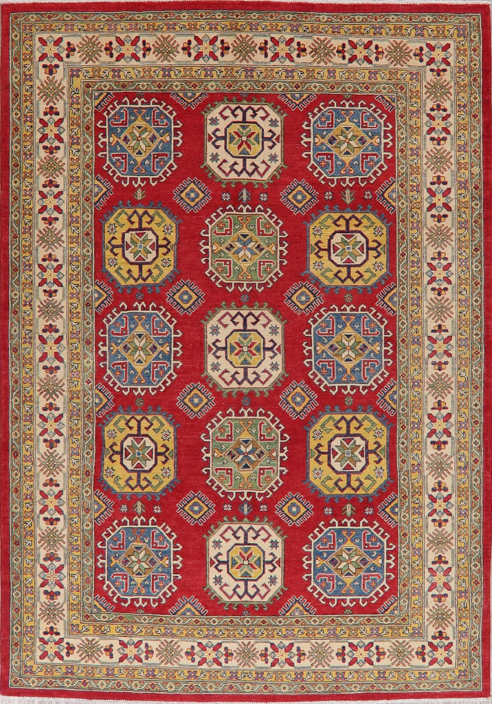 Geometric Red 7x10 Super Kazak Area Rug