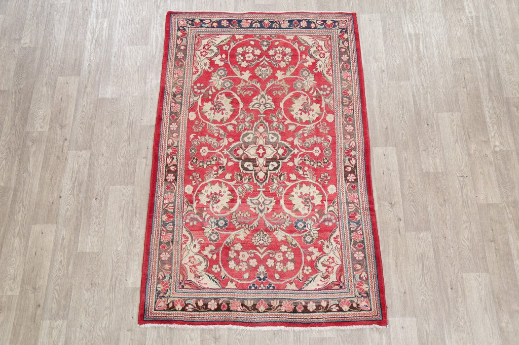 Floral Red Sarouk Persian Area Rug 4x7