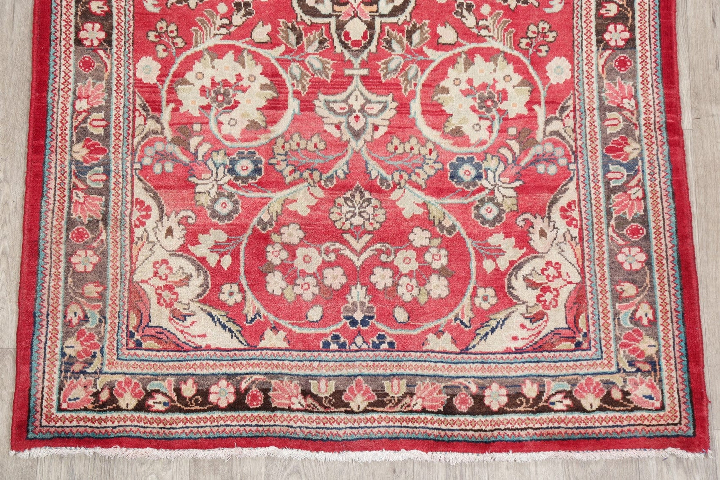 Floral Red Sarouk Persian Area Rug 4x7