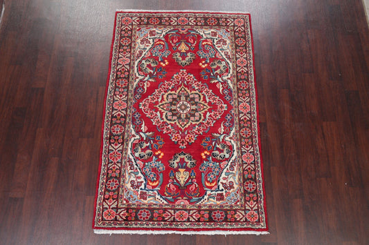 Floral Red Sarouk Mahal Persian Area Rug 5x7