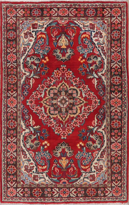 Floral Red Sarouk Mahal Persian Area Rug 5x7