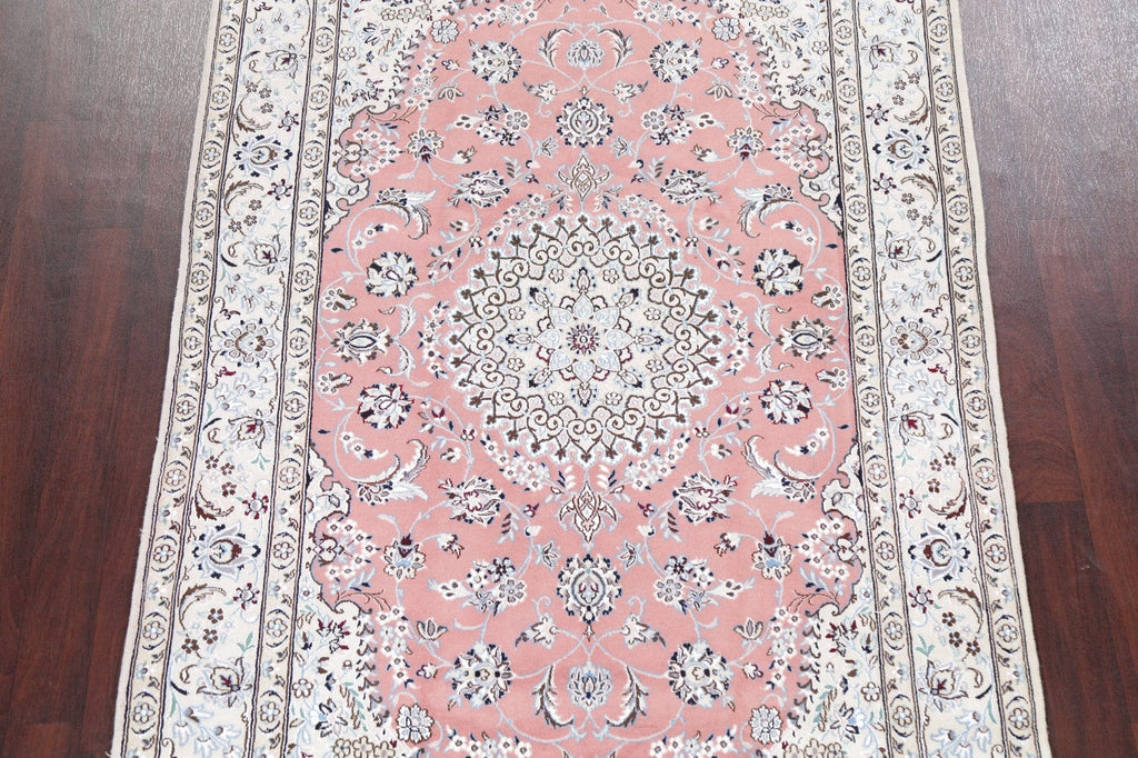 Pink Floral Nain Persian Area Rug 5x8