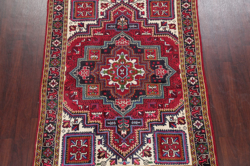 Geometric Red Heriz Persian Area Rug 5x7