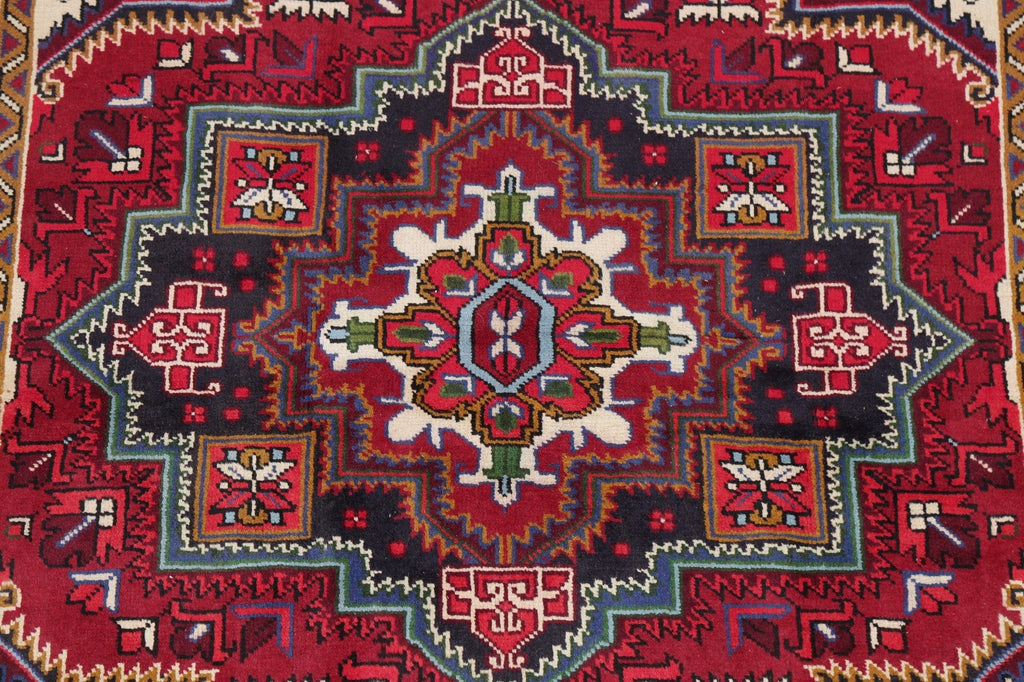 Geometric Red Heriz Persian Area Rug 5x7