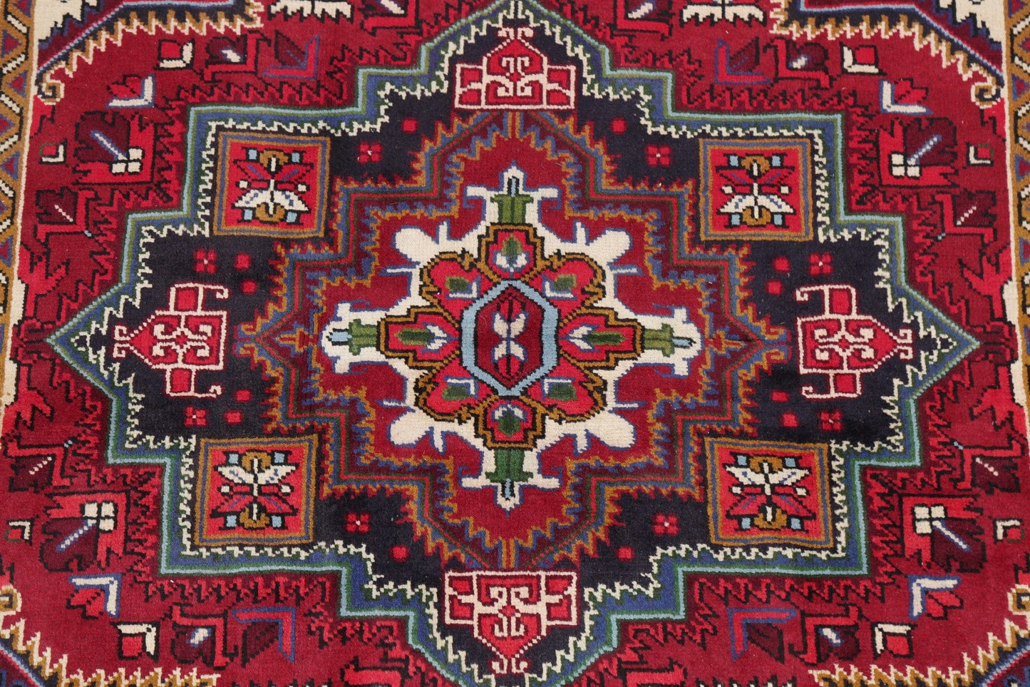 Geometric Red Heriz Persian Area Rug 5x7