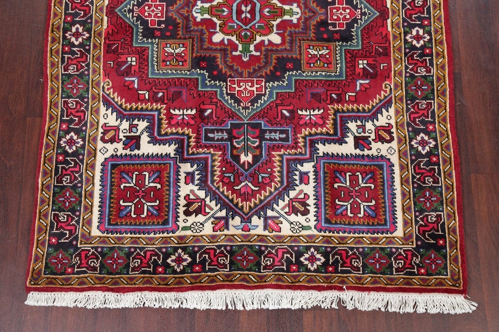 Geometric Red Heriz Persian Area Rug 5x7