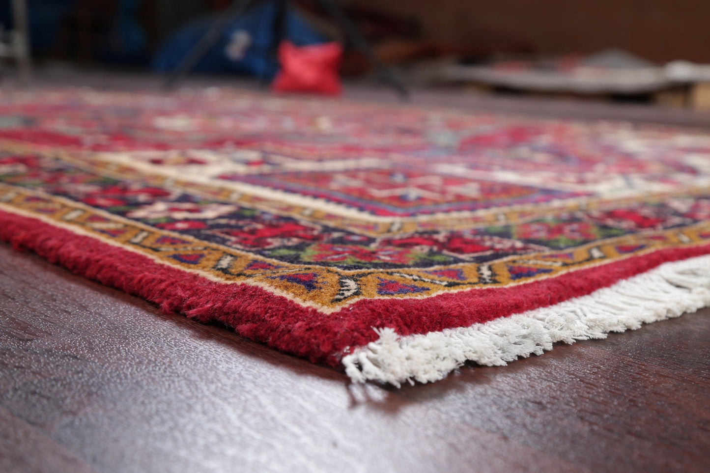 Geometric Red Heriz Persian Area Rug 5x7