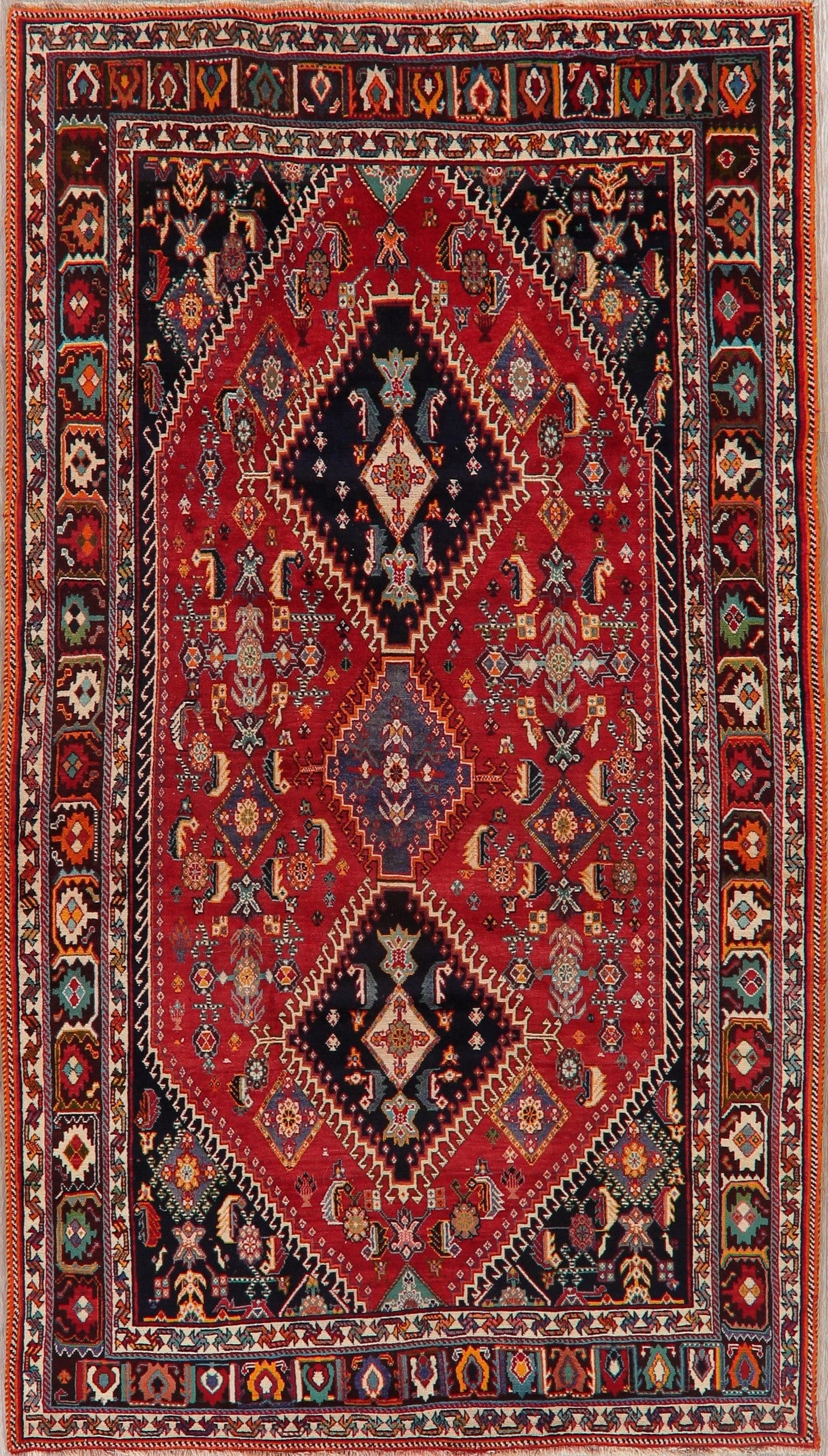 Vintage Kashkoli Nafar Vegetable Dye Persian Rug 5x10