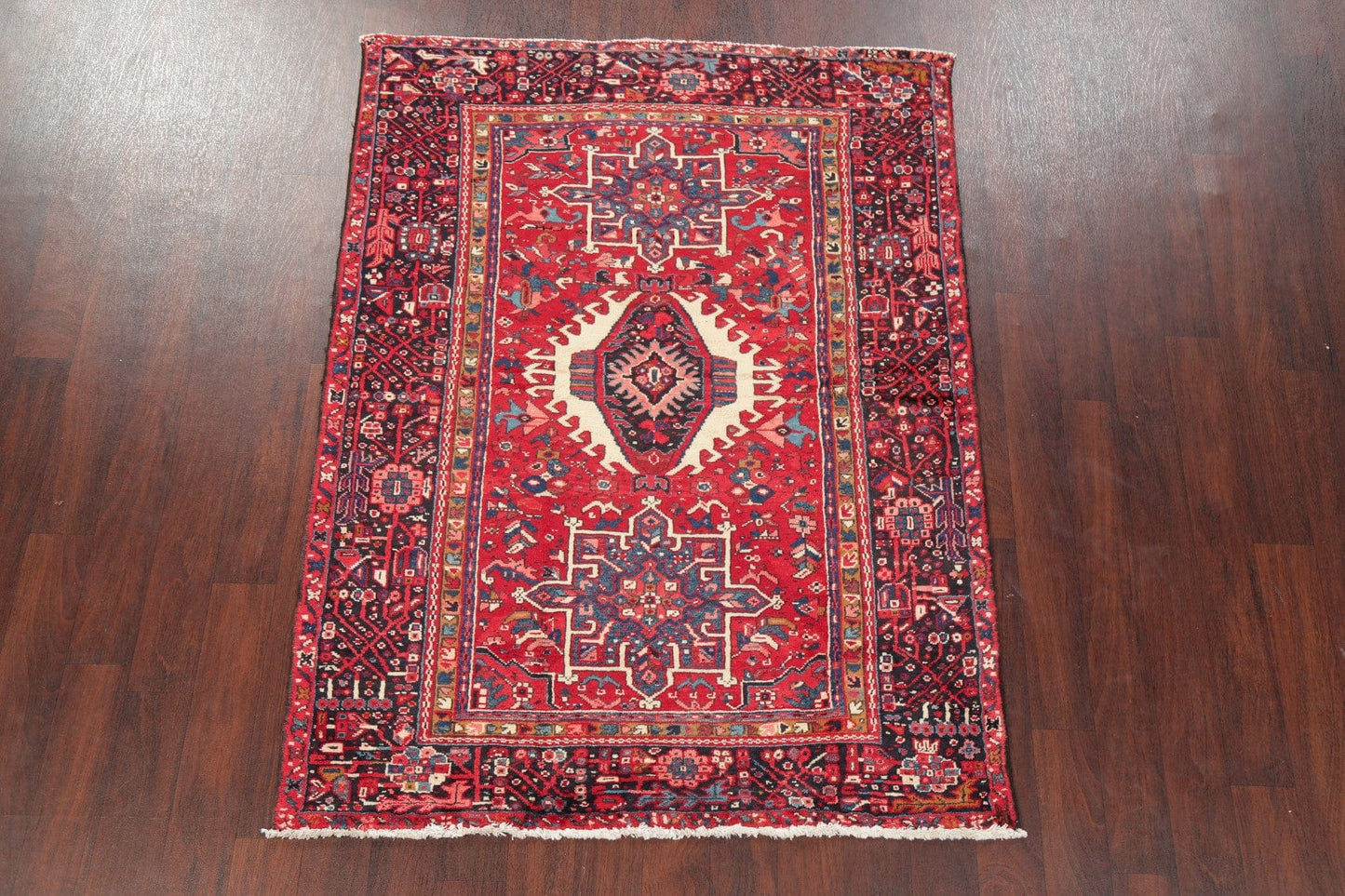 Red Tribal Geometric Gharajeh Persian Area Rug 5x6