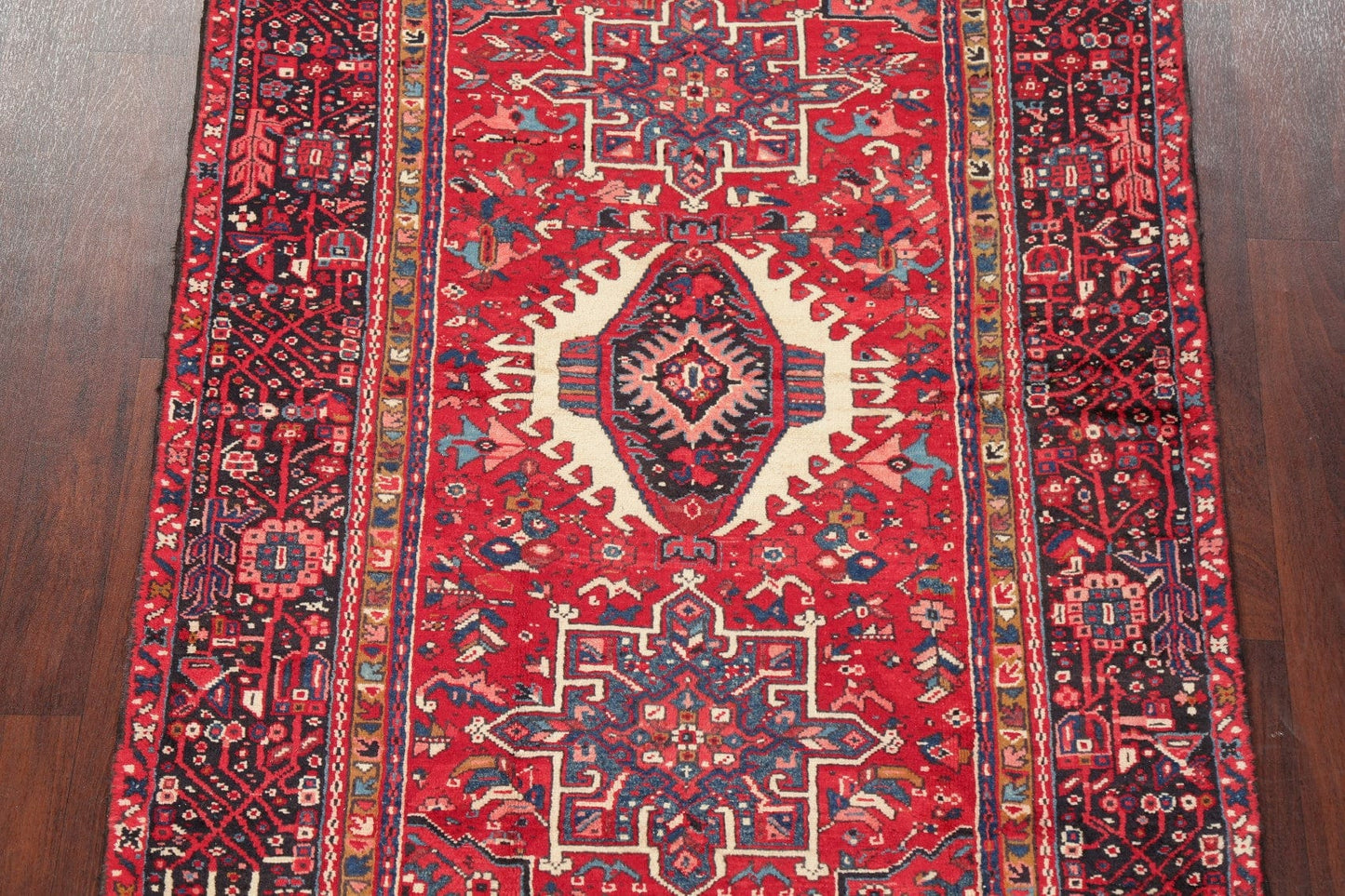 Red Tribal Geometric Gharajeh Persian Area Rug 5x6