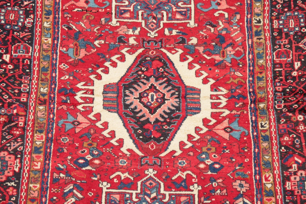 Red Tribal Geometric Gharajeh Persian Area Rug 5x6
