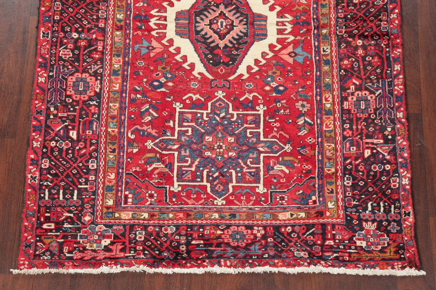 Red Tribal Geometric Gharajeh Persian Area Rug 5x6